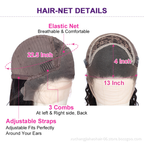 Swiss Lace Deep Wave Remy Brazilian Human Hair Natural Color Pre Plucked Lace Front Wigs